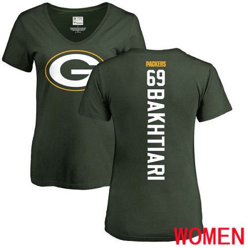 Green Bay Packers Green Women #69 Bakhtiari David Backer Nike NFL T Shirt->nfl t-shirts->Sports Accessory